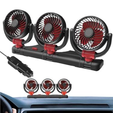 Imagem de Ventilador de resfriamento elétrico do carro, 3 ventiladores de carro na cabeça,Três Cabeça Electric 12V 24V Ventilador de carro - Aplicação de resfriamento de duas velocidades Trip-in-have Cooler par