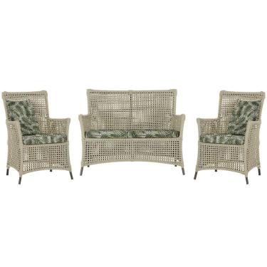 Imagem de Jogo Sofá e 2 Poltronas de Área Igapó Alumínio Pintura Marrom Corda Náutica Estofado 5 Trama