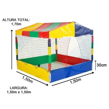 Imagem de Cama Elástica Pula Pula 1,83m Nacional + Piscina de Bolinhas 1,50m + 1500 Bolinhas + Escorregador Playground Grande + Gangorra 1 Lugar
