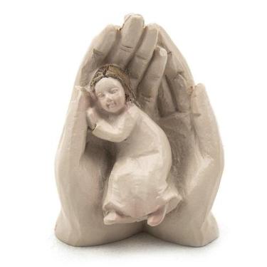 Imagem de Imagem Anjo da Guarda Palma Menina Resina 6 cm - Amém Decoração Religi