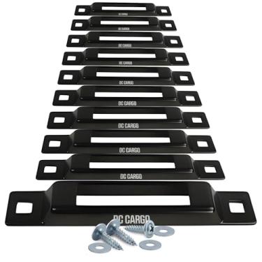 Imagem de DC Cargo E-Track Single Slot Tie-Downs | Pacote com 10 | Mini Âncora de Aço Revestido com Pó para Correias de Catraca/Came E-Track | Motocicletas, Carga, Bicicletas em Trailers, Pickups, Vans, Caminhões | Acessórios E-Track
