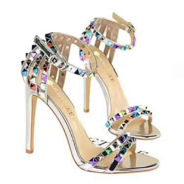 Imagem de Sandália decorada com Spikes em Diamantes (Prata, BR, Adulto, Numérico, 37)