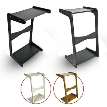 Imagem de Mesa de Canto Itália Suporte Lateral Sofá com Base Clássica Curva Pret