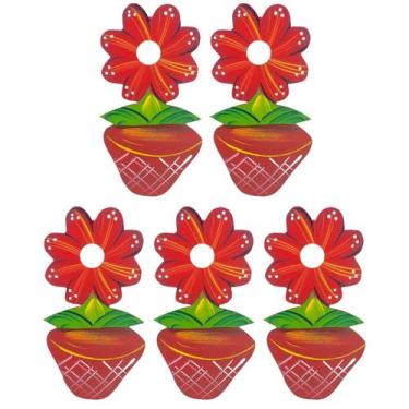 Imagem de Quinteto De Flor Com Vaso Decorativo De Varanda Jardim Casa Quadro - A