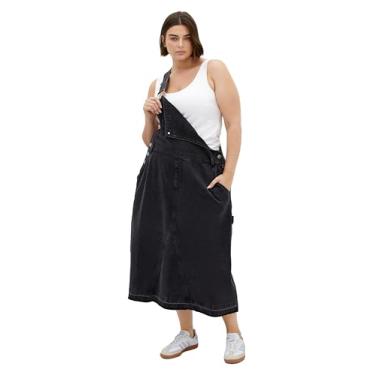 Imagem de City Chic Vestido feminino plus size - Pinafore Midi, Preto, 54