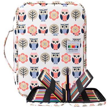 Imagem de Estojo para lápis para colorir da BOMKEE, 220 compartimentos, lápis, canetas de gel, organizador de canetas à prova d 'água, estojo para viagem, com zíper, bolsa para canetas, marcadores de lápis, portátil, para pintores, escritores e estudantes escolares, Cartoon Owl, 1