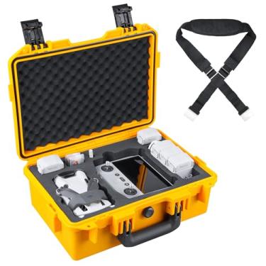 Imagem de Lykus Titan MM410 Waterproof Hard Case for DJI Mini 4 Pro/Mini 3/Pro and RC2/RC/RC-N2/N1, Yellow with Shoulder Strap, Support 7 batteries and RC lanyard [CASE ONLY]