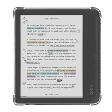 Imagem de Zcooooool Capa para Kobo Libra Cor/Kobo Libra 2 eReader Capa de 18 cm com cantos reforçados/capa de cor Libra/Capa Libra 2, transparente