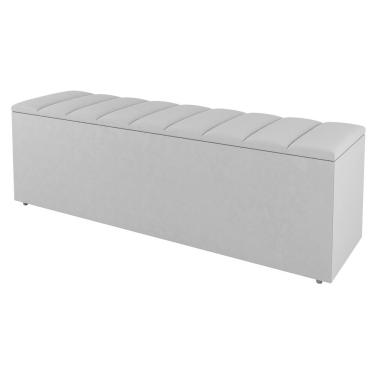 Imagem de Calçadeira Baú Queen Size Cora 160cm Suede Cinza Claro - Abmaza