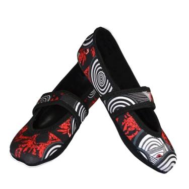 Imagem de Nufoot Pantufas femininas Betsy Lou, dobráveis, rasteiras flexíveis, chinelos de viagem, sapatos de exercícios, sapatos de dança, meias de ioga, sapatos para casa, sapatos internos, olhos preto