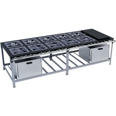 Imagem de Fogão Industrial Stori Premium 10 Bocas 40x40 2 Fornos Com Chapa M32 Metalmaq Fogão Baixa Pressão Pintado