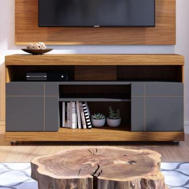 Imagem de Rack para TV Até 42 Polegadas 2 Portas Apeu Noce Milano/Preto Fosco - 