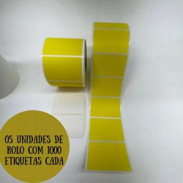 Imagem de Rolos 5.000 etiqueta termica autocolante com 5 unidades amarela 6x4cm 