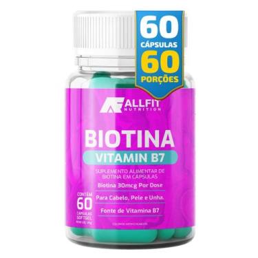 Imagem de Biotina Cabelo e Unhas Vitamina Capilar 60 Capsulas, Sem Sabor, Allfit
