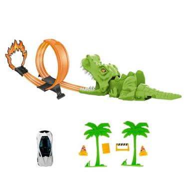 Imagem de DM Toys Pista de Carrinho Lançador com Looping Dinossauro Verde