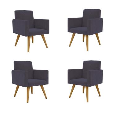 Imagem de Kit 04 Poltronas Decorativa Nina Recepção cinza