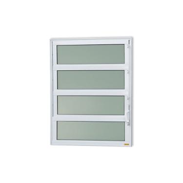 Imagem de Janela De Aluminio Basculante Elite Vidro Boreal 80cm X 120cm Brimak Branco
