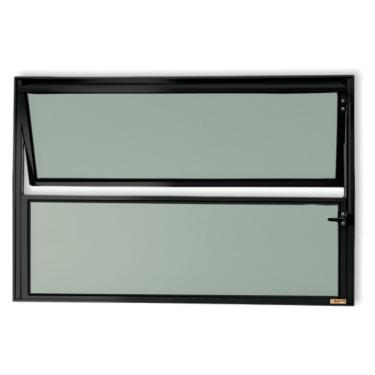 Imagem de Janela De Aluminio Basculante Master Vidro Boreal 40cm X 100cm Brimak Preto