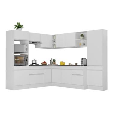 Imagem de Armário De Cozinha Completa De Canto Com Rodapé Veneza Multimóveis V2082 Branco Branco