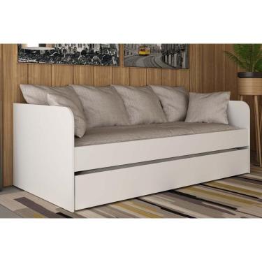 Imagem de Sofá Cama Solteiro Cm8032 C/ Auxiliar Branco - Tecno Mobili