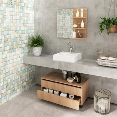 Imagem de Gabinete Rodizio Para Banheiro Com Espelheira 80Cm Marrom