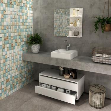 Imagem de Gabinete Rodizio Para Banheiro Com Espelheira 80Cm Branco