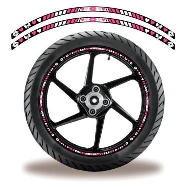 Imagem de Friso De Roda Adesivo Refletivo Beijo Coração Rosa E Branco Rosa
