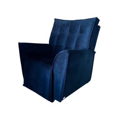 Imagem de Poltrona Baruk Reclinavel 2 Estagios, Fixa Linho Azul Dark