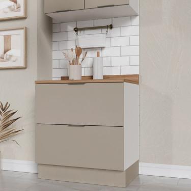 Imagem de Balcão 2 Gavetões Com Gaveta Auxiliar Com Tampo Com Rodapé Puxador 150cm Ipanema Cabecasa Madeiramadeira Fendi