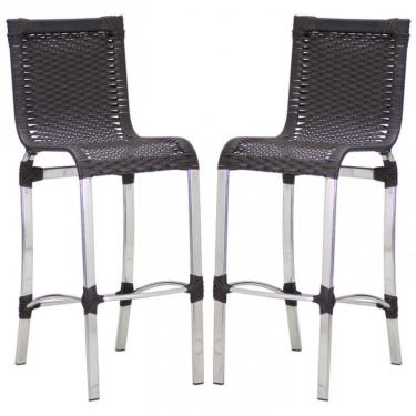 Imagem de Kit 2 Banquetas Alta Haiti Alumínio Assento Fibra Sintética 105 Cm Preto Trama Original