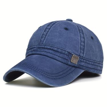 Imagem de Boné De Beisebol De Algodão Estilo Casual Vintage Lavado Solidário Leve Unissex Azul