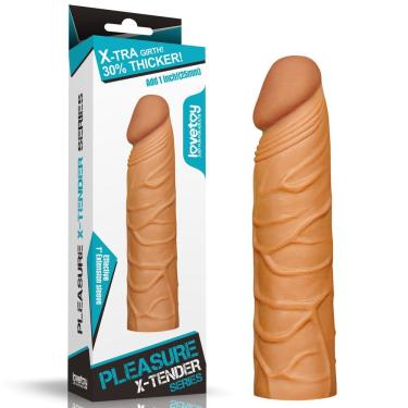 Imagem de Capa Peniana Com Extensor De 2,5 Cm - Pleasure X Tender Penis Sleeve Lovetoy - Marrom