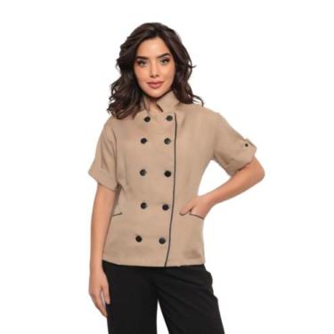 Imagem de Dolma Chef Feminina Manga Curta Bege Celine - Gardenia Jalecos, M