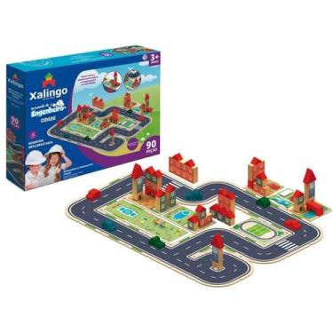 Imagem de Brincando De Engenheiro Brinquedo Infantil Com 90 PC Madeira - Xalingo