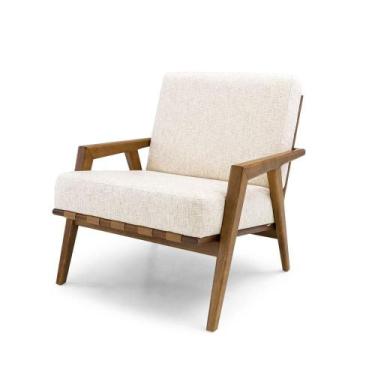 Imagem de Poltrona Anne Carvalho Amêndoa Tecido Linho Crú - 77240 - Sun House