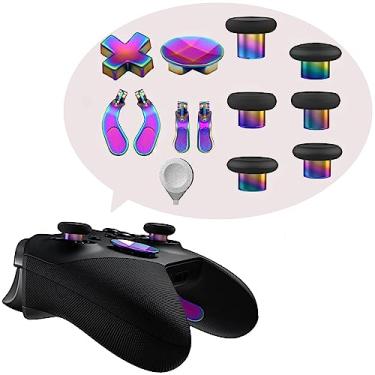 Imagem de EASEGMER Peças De Reposição Para Joysticks Metal Controle Xbox One Elite Series 2, Kits Acessórios Com 2 Núcleos, Inclui 6 Troca Magnética, 4 Botões, D-Pads, 1 Ferramenta Ajuste (Gradiente)
