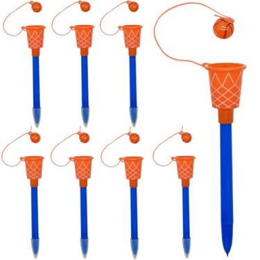 Imagem de Lopenle 8 canetas esferográficas divertidas de basquete, argola, jogos de tiro – Recargas retráteis – Novidade para escritório, alívio de estresse, presentes para escola e escritório