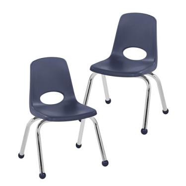 Imagem de Cadeira escolar empilhável de 30,5 cm, assento de estudante empilhável com pernas de aço cromado e deslizadores esféricos; para sala de aula, escola em casa ou espaço de aprendizagem