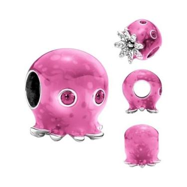 Imagem de Contas De Vidro Murano Rosa Pingente De Prata Para Pulseira Colar Joia