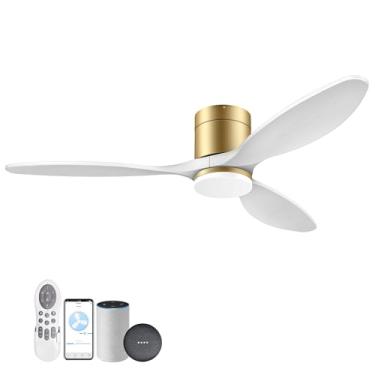 Imagem de cumilo Ventiladores De Teto Inteligentes 52" Com Controle Remoto, Motor Cc Silencioso, Regulável, Ventilador Interno E Externo Perfil Baixo, Funciona O Aplicativo Alexa Google Voice, Para Quarto Pát