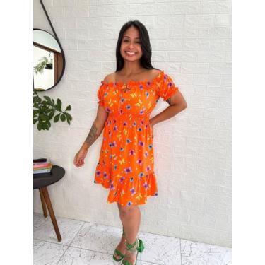 Imagem de Vestido Ciganinha borboletas Laranja