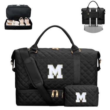 Imagem de CLOUDWINGS Presentes Para Mulheres, Bolsa De Viagem Acolchoada Com Alça Mão Pernoite Cosméticos, Compartimento Calçados Ginástica, Parto Hospitalar, Preta M