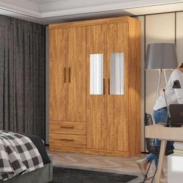Imagem de Guarda Roupa Casal Lu 4 Portas 2 Gav. Espelho Carioca Móveis Cinamomo
