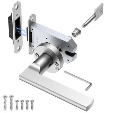 Imagem de Lipshome Fechadura magnética invisível com trava automática - design oculto de um lado, alça oculta e mini fechadura, liga de alumínio para portas de estante/portas invisíveis/salas secretas (1, prata