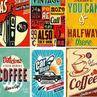 Imagem de Papel de Parede Adesivo Casual Placas Vintage - 105 - Multimpressão