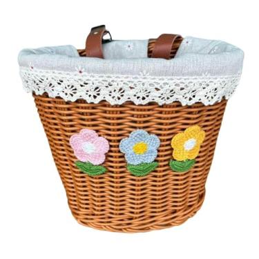 Imagem de YIJU Cesta de bicicleta infantil, acessórios de ciclismo para meninos e meninas, para camping, compras, cesta de guidão frontal com forro