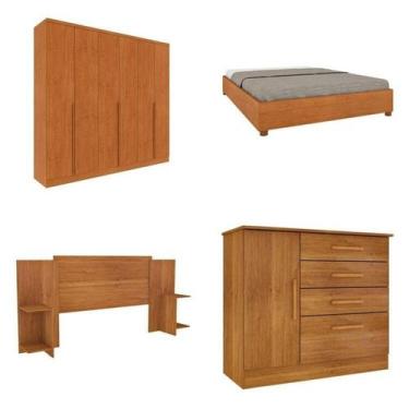 Imagem de Quarto Casal Completo Guarda-roupa 6 Portas Londres Cama Mônaco com Ca