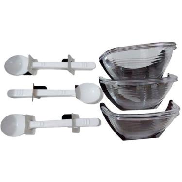 Imagem de Kit Conjunto Acrílico 12 Peças Potes+Colher Sobremesa Jogo Cumbuca - P