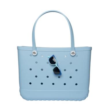 Imagem de Sunnies Bolsa de praia - Bolsa grande para praia, piscina e viagem - leve, impermeável e fácil de limpar - bolsa de verão elegante, Azul claro