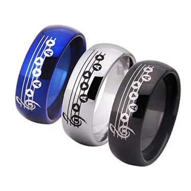 Imagem de Anel de casamento de tungstênio Cloud Dancer 8 mm de largura preto/azul/cúpula prateada Legend of Zelda Song Ring Storms & Triforce Design Anel de música - Gravação interna gratuita Preto